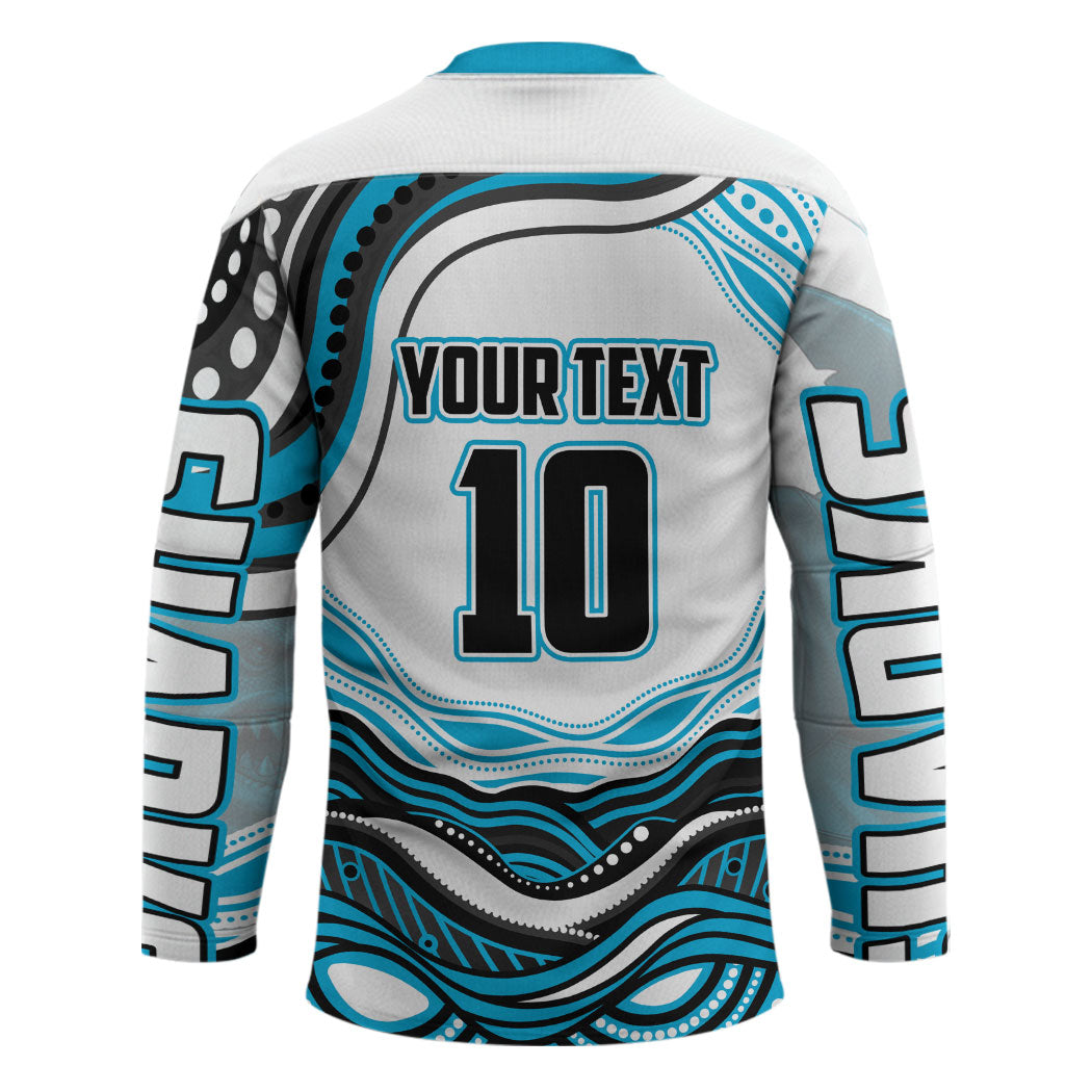 Personalized Cronulla Sutherland Sharks Hockey Jersey Aboriginal Dot Art - Dreamtime Rugby Mascot