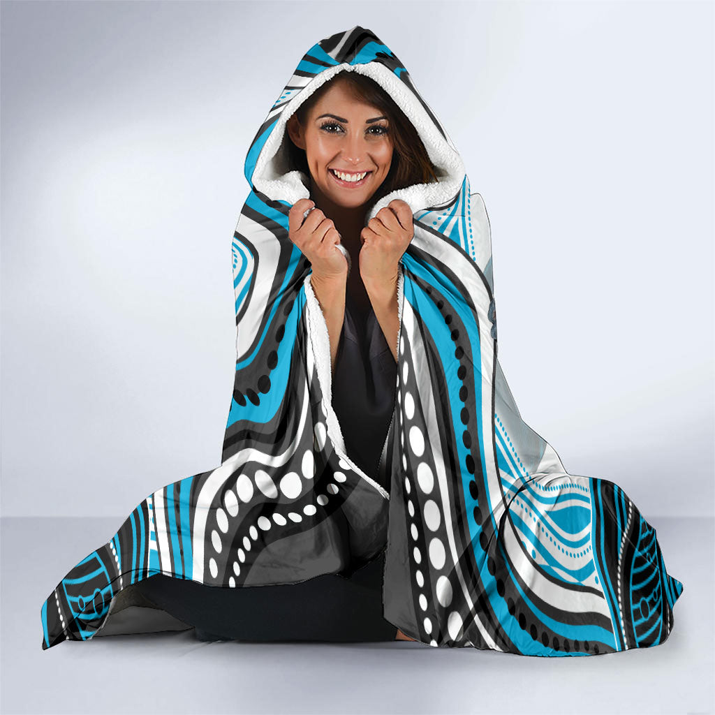 Personalized Cronulla Sutherland Sharks Hooded Blanket Aboriginal Dot Art - Dreamtime Rugby Mascot