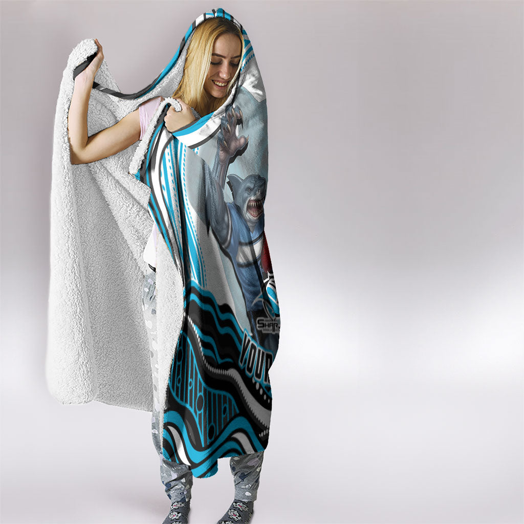 Personalized Cronulla Sutherland Sharks Hooded Blanket Aboriginal Dot Art - Dreamtime Rugby Mascot
