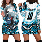 Personalized Cronulla Sutherland Sharks Hoodie Dress Aboriginal Dot Art - Dreamtime Rugby Mascot