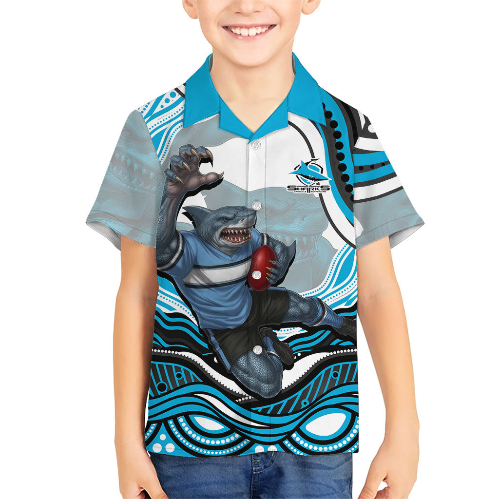 Personalized Cronulla Sutherland Sharks Kid Hawaiian Shirt Aboriginal Dot Art - Dreamtime Rugby Mascot