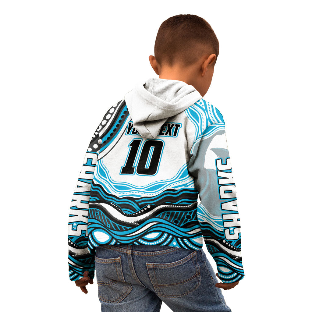Personalized Cronulla Sutherland Sharks Kid Hoodie Aboriginal Dot Art - Dreamtime Rugby Mascot