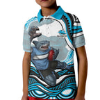 Personalized Cronulla Sutherland Sharks Kid Polo Shirt Aboriginal Dot Art - Dreamtime Rugby Mascot
