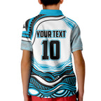 Personalized Cronulla Sutherland Sharks Kid Polo Shirt Aboriginal Dot Art - Dreamtime Rugby Mascot