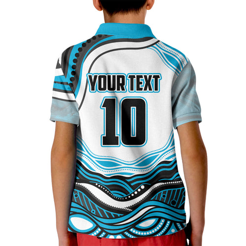 Personalized Cronulla Sutherland Sharks Kid Polo Shirt Aboriginal Dot Art - Dreamtime Rugby Mascot