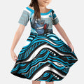 Personalized Cronulla Sutherland Sharks Kid Short Sleeve Dress Aboriginal Dot Art - Dreamtime Rugby Mascot