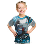 Personalized Cronulla Sutherland Sharks Kid T Shirt Aboriginal Dot Art - Dreamtime Rugby Mascot