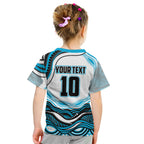 Personalized Cronulla Sutherland Sharks Kid T Shirt Aboriginal Dot Art - Dreamtime Rugby Mascot
