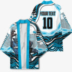 Personalized Cronulla Sutherland Sharks Kimono Aboriginal Dot Art - Dreamtime Rugby Mascot