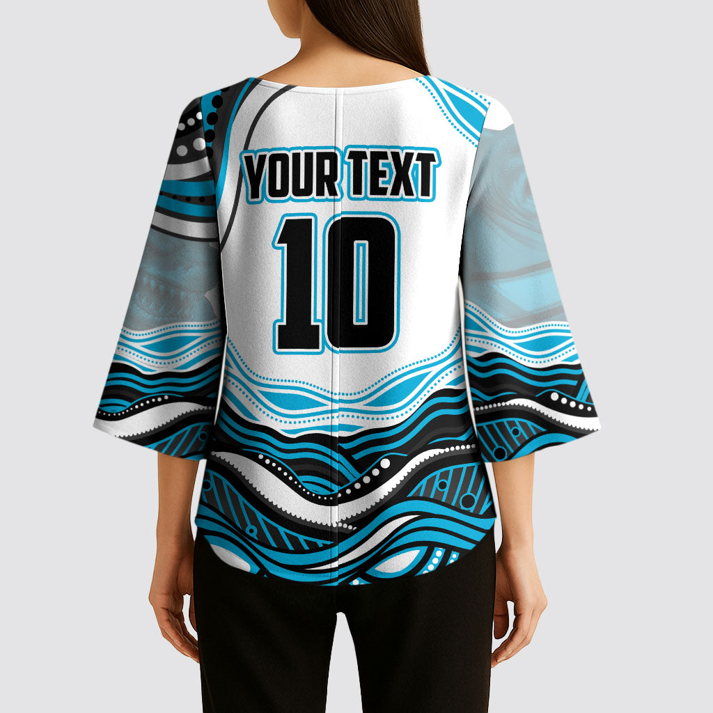 Personalized Cronulla Sutherland Sharks Kimono Sleeve Blouse Aboriginal Dot Art - Dreamtime Rugby Mascot