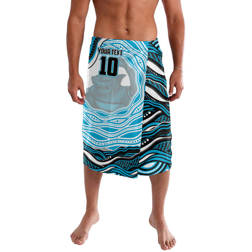 Personalized Cronulla Sutherland Sharks Lavalava Aboriginal Dot Art - Dreamtime Rugby Mascot