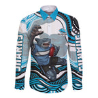 Personalized Cronulla Sutherland Sharks Long Sleeve Button Shirt Aboriginal Dot Art - Dreamtime Rugby Mascot