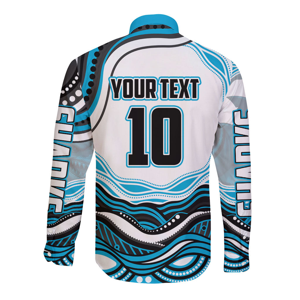 Personalized Cronulla Sutherland Sharks Long Sleeve Button Shirt Aboriginal Dot Art - Dreamtime Rugby Mascot