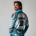 Personalized Cronulla Sutherland Sharks Long Sleeve Polo Shirt Aboriginal Dot Art - Dreamtime Rugby Mascot