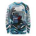 Personalized Cronulla Sutherland Sharks Long Sleeve Shirt Aboriginal Dot Art - Dreamtime Rugby Mascot