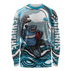 Personalized Cronulla Sutherland Sharks Long Sleeve Shirt Aboriginal Dot Art - Dreamtime Rugby Mascot