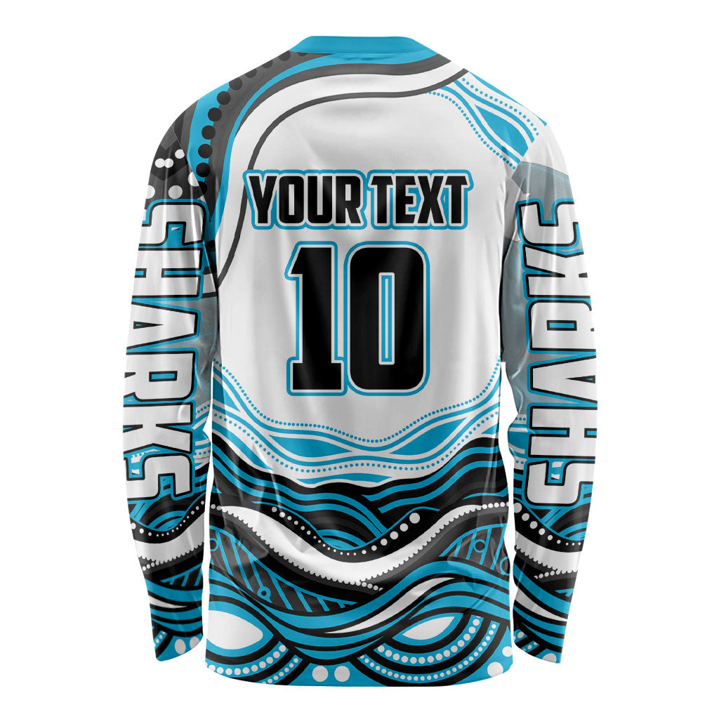 Personalized Cronulla Sutherland Sharks Long Sleeve Shirt Aboriginal Dot Art - Dreamtime Rugby Mascot