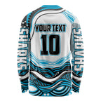 Personalized Cronulla Sutherland Sharks Long Sleeve Shirt Aboriginal Dot Art - Dreamtime Rugby Mascot