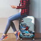 Personalized Cronulla Sutherland Sharks Luggage Cover Aboriginal Dot Art - Dreamtime Rugby Mascot