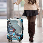 Personalized Cronulla Sutherland Sharks Luggage Cover Aboriginal Dot Art - Dreamtime Rugby Mascot