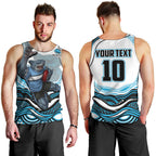 Personalized Cronulla Sutherland Sharks Men Tank Top Aboriginal Dot Art - Dreamtime Rugby Mascot