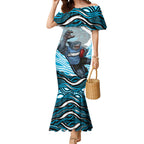 Personalized Cronulla Sutherland Sharks Mermaid Dress Aboriginal Dot Art - Dreamtime Rugby Mascot