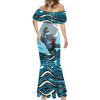 Personalized Cronulla Sutherland Sharks Mermaid Dress Aboriginal Dot Art - Dreamtime Rugby Mascot
