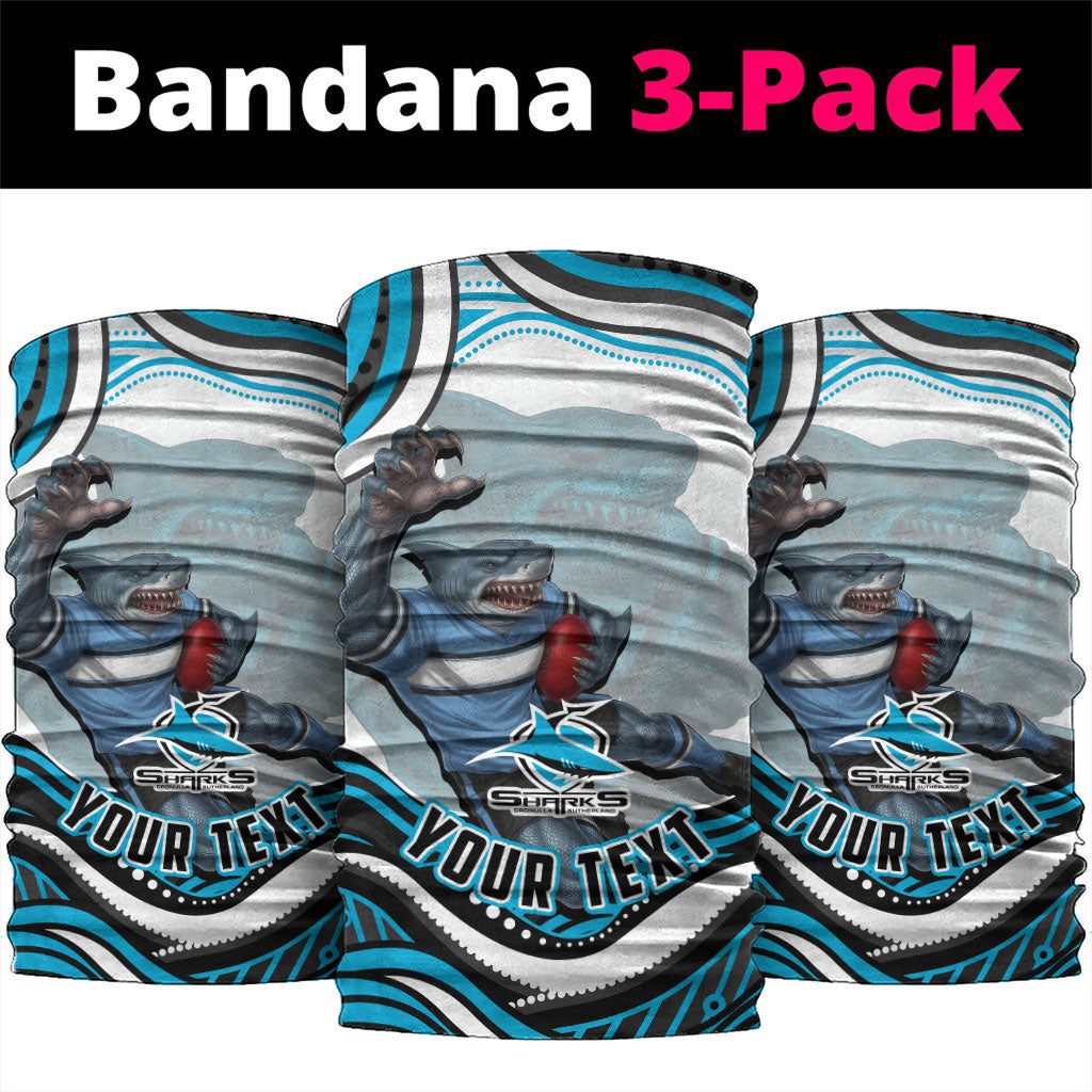 Personalized Cronulla Sutherland Sharks Neck Gaiter Aboriginal Dot Art - Dreamtime Rugby Mascot