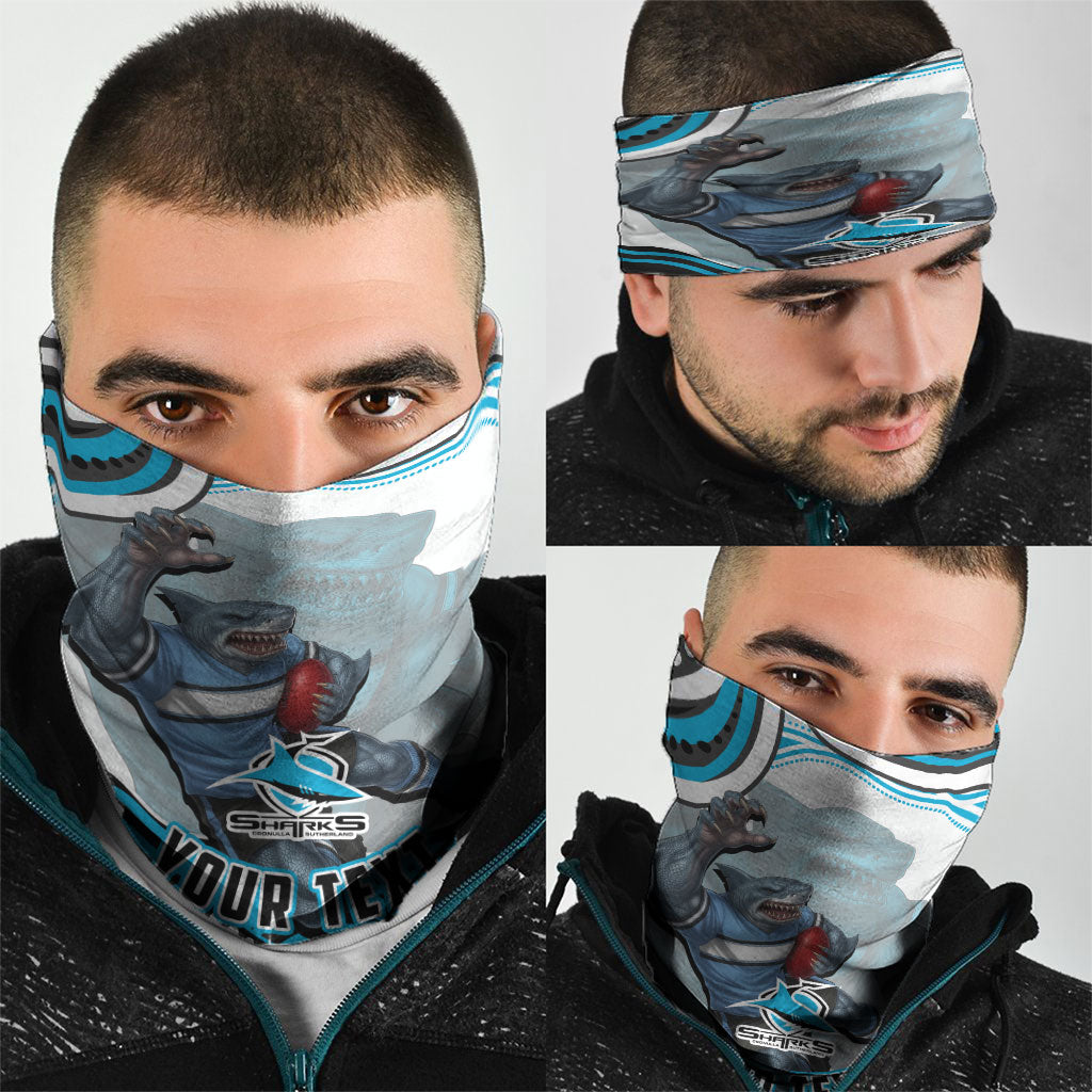 Personalized Cronulla Sutherland Sharks Neck Gaiter Aboriginal Dot Art - Dreamtime Rugby Mascot