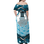 Personalized Cronulla Sutherland Sharks Off Shoulder Maxi Dress Aboriginal Dot Art - Dreamtime Rugby Mascot