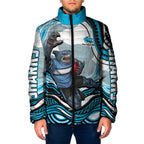 Personalized Cronulla Sutherland Sharks Padded Jacket Aboriginal Dot Art - Dreamtime Rugby Mascot