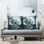 Personalized Cronulla Sutherland Sharks Pillow Cover Aboriginal Dot Art - Dreamtime Rugby Mascot