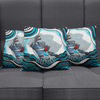 Personalized Cronulla Sutherland Sharks Pillow Cover Aboriginal Dot Art - Dreamtime Rugby Mascot