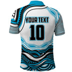 Personalized Cronulla Sutherland Sharks Polo Shirt Aboriginal Dot Art - Dreamtime Rugby Mascot
