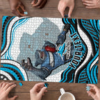 Personalized Cronulla Sutherland Sharks Puzzle Aboriginal Dot Art - Dreamtime Rugby Mascot