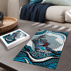 Personalized Cronulla Sutherland Sharks Puzzle Aboriginal Dot Art - Dreamtime Rugby Mascot