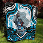 Personalized Cronulla Sutherland Sharks Quilt Aboriginal Dot Art - Dreamtime Rugby Mascot