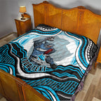 Personalized Cronulla Sutherland Sharks Quilt Aboriginal Dot Art - Dreamtime Rugby Mascot