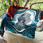 Personalized Cronulla Sutherland Sharks Quilt Aboriginal Dot Art - Dreamtime Rugby Mascot