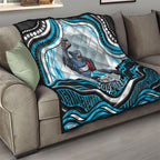 Personalized Cronulla Sutherland Sharks Quilt Aboriginal Dot Art - Dreamtime Rugby Mascot