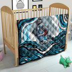 Personalized Cronulla Sutherland Sharks Quilt Aboriginal Dot Art - Dreamtime Rugby Mascot