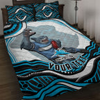 Personalized Cronulla Sutherland Sharks Quilt Bed Set Aboriginal Dot Art - Dreamtime Rugby Mascot