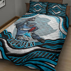 Personalized Cronulla Sutherland Sharks Quilt Bed Set Aboriginal Dot Art - Dreamtime Rugby Mascot