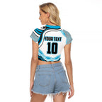 Personalized Cronulla Sutherland Sharks Raglan Cropped T Shirt Aboriginal Dot Art - Dreamtime Rugby Mascot