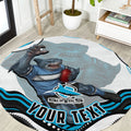 Personalized Cronulla Sutherland Sharks Round Carpet Aboriginal Dot Art - Dreamtime Rugby Mascot