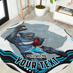 Personalized Cronulla Sutherland Sharks Round Carpet Aboriginal Dot Art - Dreamtime Rugby Mascot