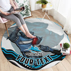 Personalized Cronulla Sutherland Sharks Round Carpet Aboriginal Dot Art - Dreamtime Rugby Mascot
