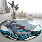 Personalized Cronulla Sutherland Sharks Round Carpet Aboriginal Dot Art - Dreamtime Rugby Mascot
