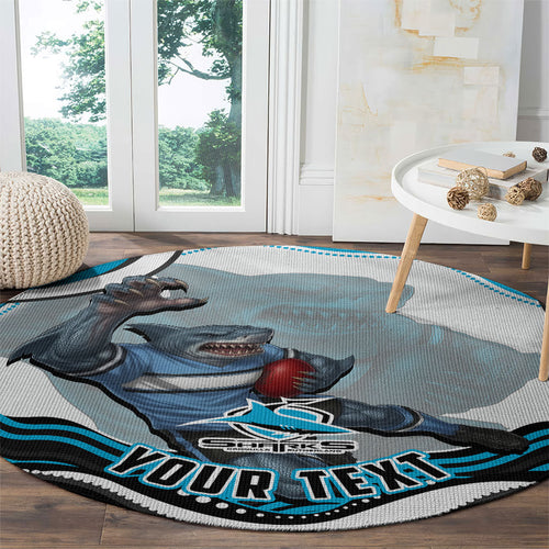 Personalized Cronulla Sutherland Sharks Round Carpet Aboriginal Dot Art - Dreamtime Rugby Mascot