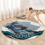 Personalized Cronulla Sutherland Sharks Round Carpet Aboriginal Dot Art - Dreamtime Rugby Mascot